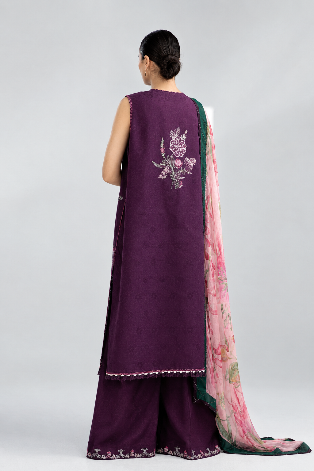 Deep Purple Dhanak 3-Piece Unstitched Suit