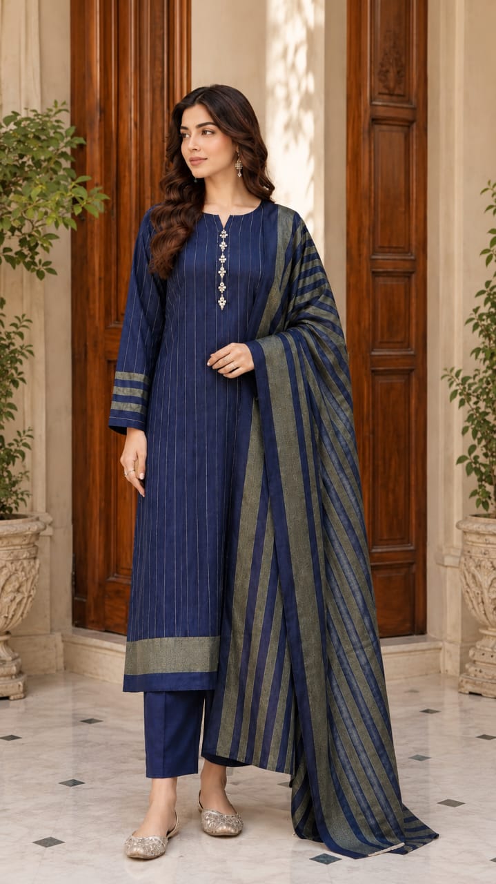3pc Multani Khaddi Susi Blue