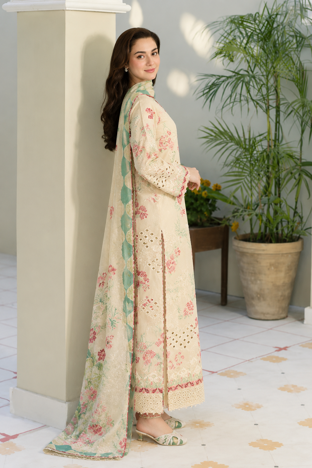 Off-White Dhanak 3-Piece Unstitched Suit