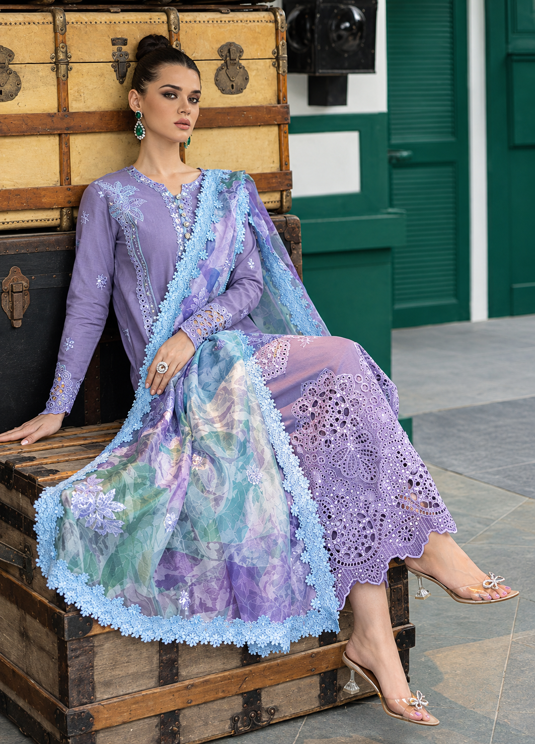 Lilac Dhanak 3-Piece Unstitched Suit