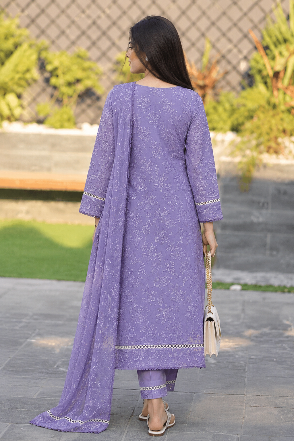 Soft Lilac Dhanak 3-Piece Unstitched Suit