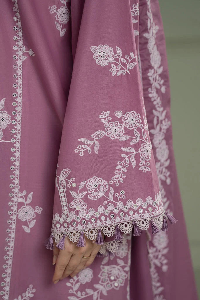 Embroidered Dhanak Dusty Mauve 3-Piece Unstitched Suit