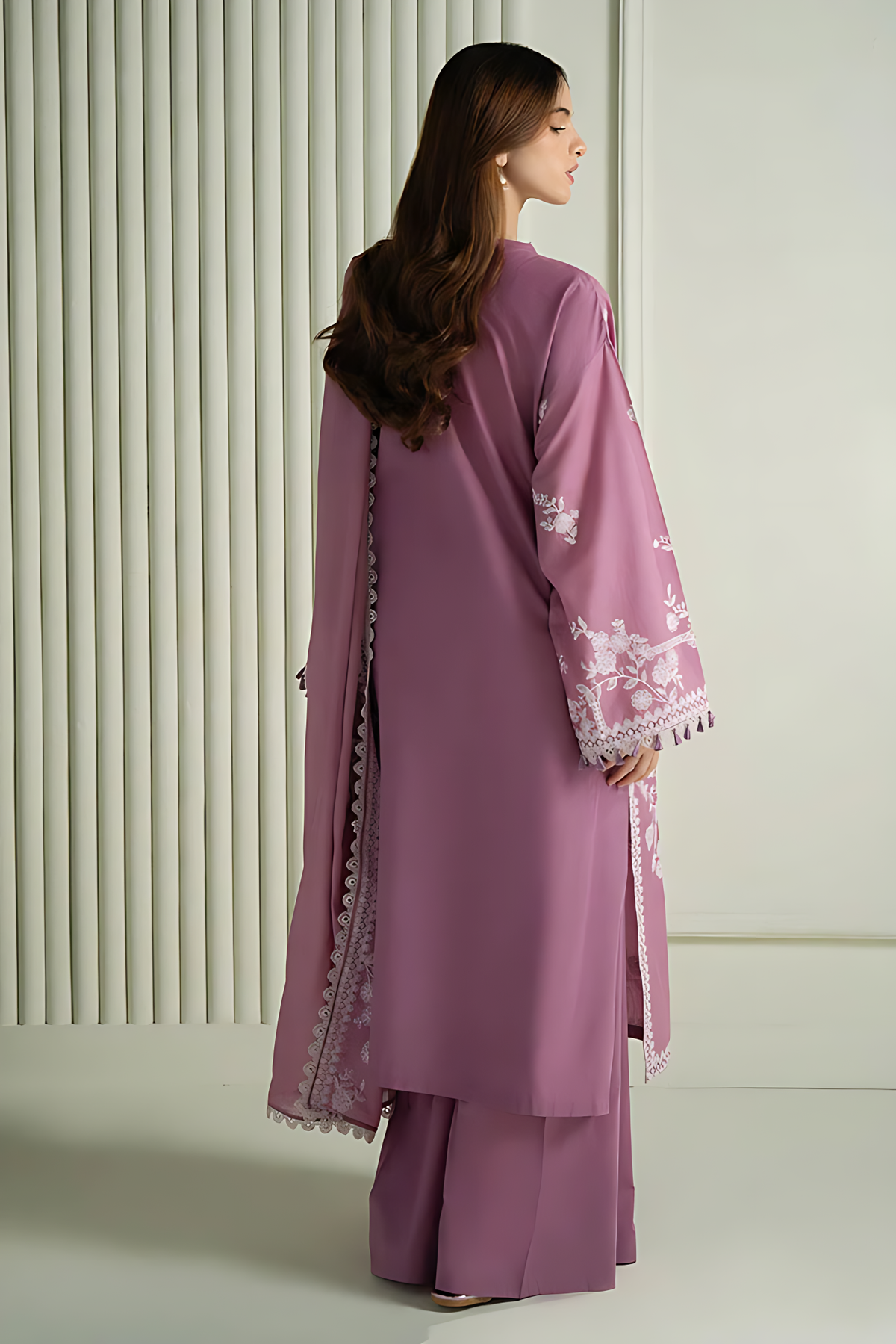 Embroidered Dhanak Dusty Mauve 3-Piece Unstitched Suit
