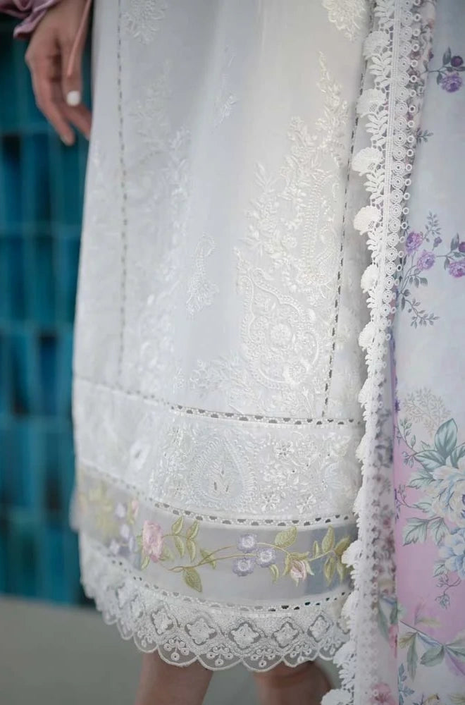 Embroidered Off-White Dhanak 3-Piece Unstitched Suit